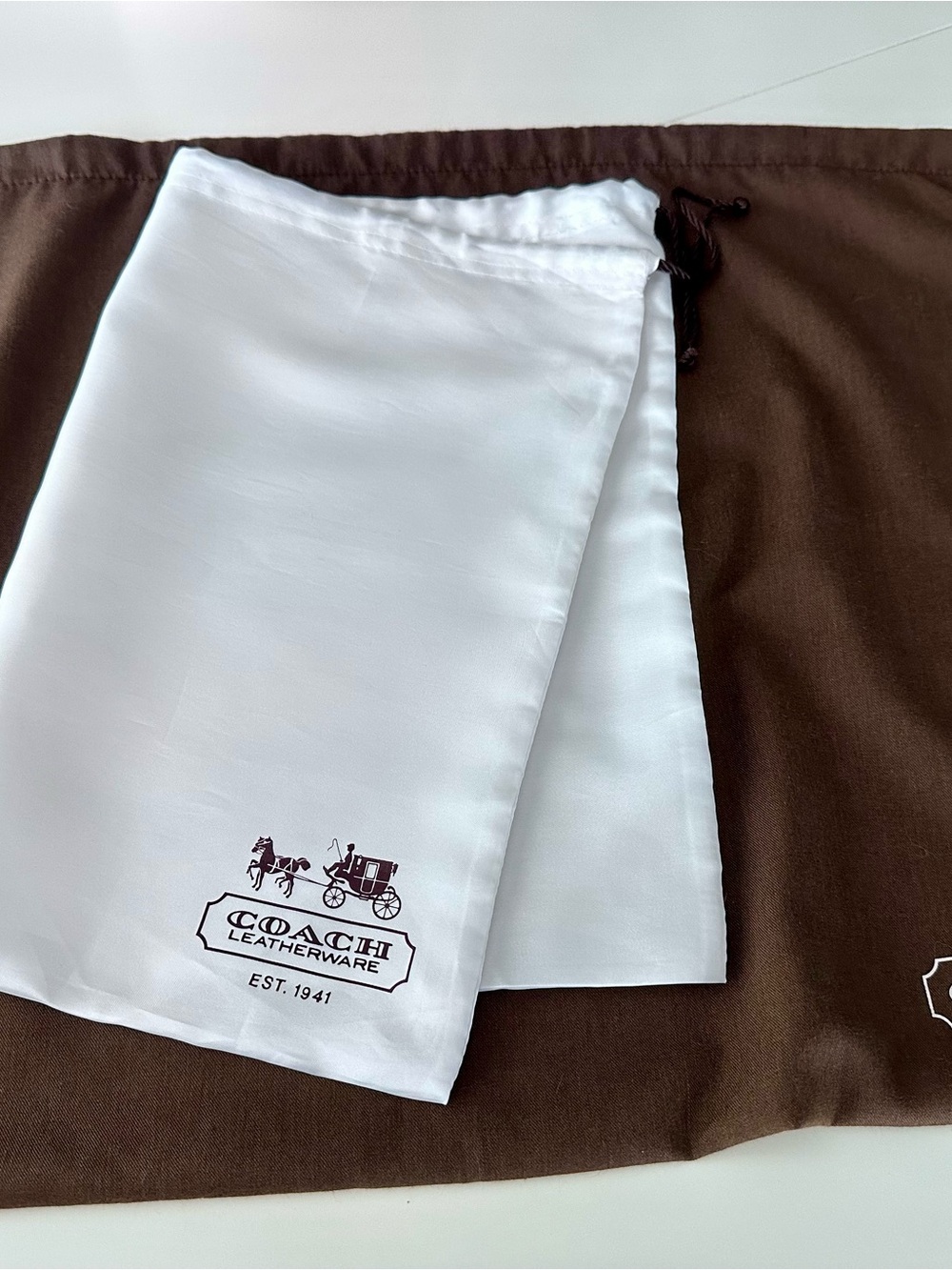 Coach Dust Bag Set (Brown + White, Set of 2) — Authentic